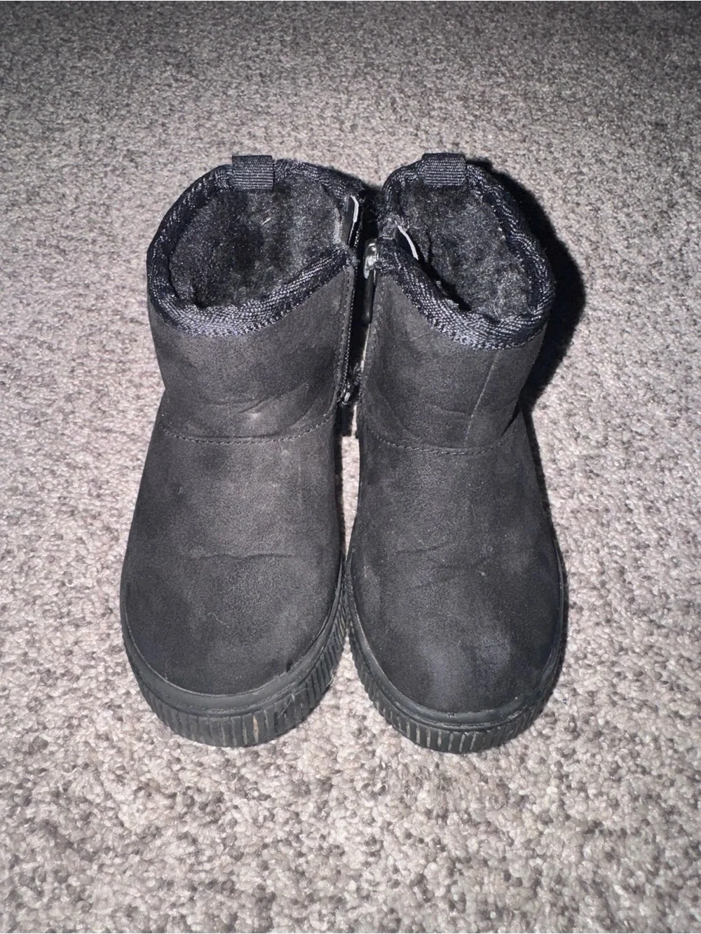 Cat & Jack Black Faux-Suede Kids Zipper Boots